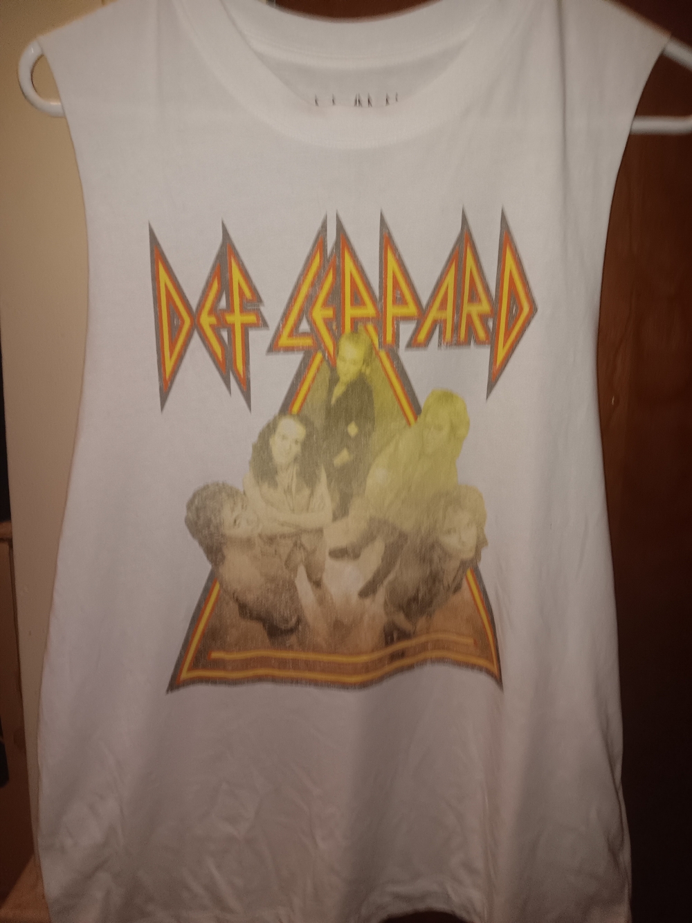 White Def Leppard Graphic Muscle Tank Top
